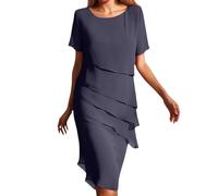 KleidHochzeitsgast Festliche Kleider Für Damen Elegant für Hochzeit A Linie Chiffon Sommerkleider Midi A Linie Sommerkleid Frauen Sommer mit Ärmel Schickes Chiffonkleid Abendkleider Partykleid