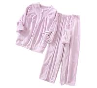 Kleidung For Bettlägerige Patienten: Dicke Fleece-Pyjamas, Vollständig Zu Öffnende Postoperative Genesungskleidung, Flauschiges Damen-Pyjama-Set(Purple,XXL)