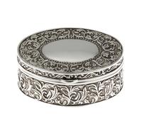 kleine antike ovale versilberte Schmuckdose 9x7.5 cm