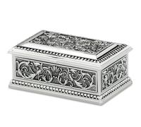 kleine antike rechteckige versilberte Schmuckdose 9x5.5 cm