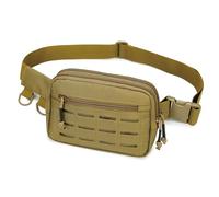 Kleine Bauchtasche für Herren und Damen, Militär-Stil, Gürteltasche mit MOLLE-System, wasserabweisend & verstellbarer Gurt für Laufen, Wandern, Festivals, Fitnessstudio, Braun, Small, Taktisch