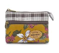 Kleine börse für Damen, mit ReiÃŸverschluss, handgefertigt, Stoff, Blumenstickerei, Baumwolle, DoppelreiÃŸverschluss