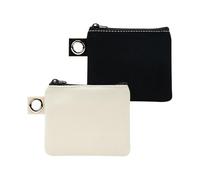 Kleine Canvas-Tasche mit Reißverschluss, für Münzen, Mimi, Make-up, Lippenstift, Kopfhörer, Ladekabel, Reise-Organizer, Aufbewahrungstasche für Damen, 2 Stück, Schwarz / Beige, 4.4 x 3.6 Inch / 11 x 9