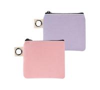 Kleine Canvas-Tasche mit Reißverschluss, für Münzen, Mimi, Make-up, Lippenstift, Kopfhörer, Ladekabel, Reise-Organizer, Aufbewahrungstasche für Damen, 2 Stück, rosa / purpur, 4.4 x 3.6 Inch / 11 x 9