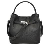 Kleine Damen-Handtasche mit Tragegriff oben und abnehmbarem Schultergurt und abnehmbarem Reißverschlussbeutel, weiches Leder, Schwarz , Small