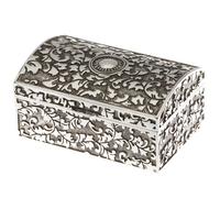 kleine eckige versilberte Schmuckdose in Form einer Schatztruhe 8x5 cm