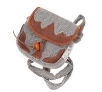 Kleine Ethnostyle Schultertasche, Nepal Tasche mit Leder, Modell 2 | Handgefertigte Unikat-Tasche aus Hanf, verstellbarer Tragegurt, zwei Reißverschlussfächer, modernes Öko-Design