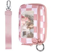 Kleine Geldbörse Damen, Damen Geldbörse mit Reißverschluss - Mode Geldbörse Umhängetasche Geldbörse - Karte Organizer Münztasche Wasserdichte Reißverschlusstasche mit ID-Fenster, new pink, verwijzen