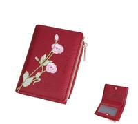 Kleine Geldbörse mit Blumenmuster, niedlicher Reißverschluss, Münzgeldbörse, minimalistisch, Kreditkartenhalter, PU-Leder, Kleingeldbörse für Bargeld, Rot/Ausflug, einfarbig (Getaway Solids), Niedlich