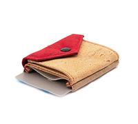 Kleine Geldbörse mit Münzfach aus nachhaltigem Kork I Robustes, langlebiges Material | Vegan I 15 Karten + Geldscheine + Münzen I Spacewallet Kork Peak Burgundy