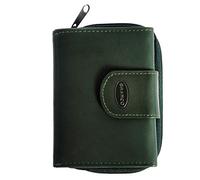 Kleine Geldbörse, Portemonnaie Größe S für Damen, Echt-Leder, Jäger-Grün, Branco 225