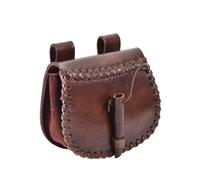 Battle-Merchant | kleine Mittelalter Gürteltasche aus braunem Leder | Bauchtasche für Damen und Herren in Braun | Wikinger Reenactment Ledertasche für den Gürtel
