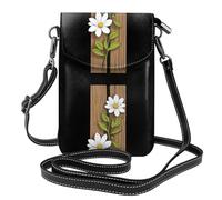Kleine Handy-Geldbörse, 19,3 x 12,4 cm, Motiv: YYHHAOFA Blumen auf dem Holz, modisch, praktisch, multifunktional, Leder, Crossbody-Tasche für Damen