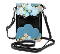 Kleine Handy-Geldbörse, 19,3 x 12,4 cm, Motiv: YYHHAOFA Kleine Blumen auf den Wolken, modisch, praktisch, multifunktional, Leder, Crossbody-Tasche für Damen