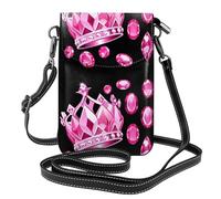 Kleine Handy-Geldbörse, 19,3 x 12,4 cm, YYHWHJDE glänzende rosa Edelsteine in der Krone, modisch, praktisch und multifunktional, für Wandern, Camping, Einkaufen, Reisen