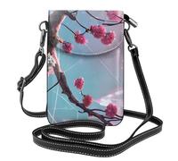 Kleine Handy-Geldbörse, 19,3 x 12,4 cm, YYHWHJDE mit kleinem rosa Blumenmuster, modisch, praktisch, multifunktional, Leder, Crossbody-Tasche für Damen