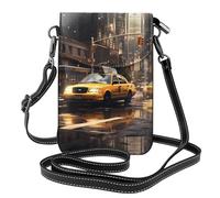 Kleine Handy-Geldbörse, 19,3 x 12,4 cm, YYHWHJDE New-York, modisches Stadtmuster, modisch, praktisch, multifunktional, Leder, Crossbody-Klappe, Handytasche für Damen