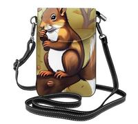 Kleine Handy-Geldbörse, 19,3 x 12,4 cm, YYHWHJDE Nut-Eating Eichhörnchen-Muster, modisch, praktisch, multifunktional, Leder, Crossbody-Klappe, Handytasche für Damen