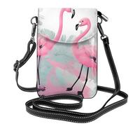 Kleine Handy-Geldbörse, 19,3 x 12,4 cm, YYHWHJDE Pink, Flamingo-Muster, modisch, praktisch, multifunktional, Leder, Crossbody-Tasche für Damen