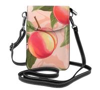 Kleine Handy-Geldbörse, 19,3 x 12,4 cm, YYHWHJDE Pink, Pfirsichmuster, modisch, praktisch, multifunktional, Leder, Crossbody-Klappe, Handytasche für Damen