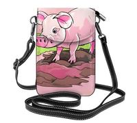 Kleine Handy-Geldbörse, 19,3 x 12,4 cm, YYHWHJDE rosa Ferkelmuster, modisch, praktisch, multifunktional, Leder, Crossbody-Klappe, Handytasche für Damen