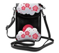 Kleine Handy-Geldbörse, 19,3 x 12,4 cm, YYHWHJDE Rose, Rot, Weiß, Wolken und Sterne, modisch, praktisch und multifunktional, für Wandern, Camping, Einkaufen, Reisen