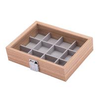 Kleine Holz Schmucklade 12 Fächer für Ringe Ohrringe Halsketten Armbänder Schmuckkasten Schmuckkoffer Schmuckbox Schmuckschatulle Aufbewahrungsbox Deckel mit Echtglas