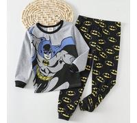 Kleine Jungen Cartoon Muster Strick Rundhals Langarm Top und Elastikbund Lang Hose 2-teiliges Pyjama Set, eng anliegend