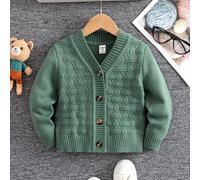 Kleine Jungen Lässige Einfachknopf Strukturierte Offene Strickjacke, Herbst