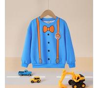 Kleine Jungen Lässiges Drop-Shoulder Sweatshirt mit Rundhalsausschnitt und Cartoon-Gesicht-Patch für Herbst/Winter