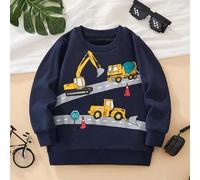Kleine Jungen Langarm Sweatshirt, mit bedrucktem Cartoon Bagger, modischer Herbst/Winter Stil