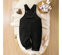 Kleine Jungen Schwarze Cord-Hosenträger-Hose, Locker geschnittene Cargo-Stil Vintage Taschen Latzhose, Kleine Jungen Lässige vielseitige Hose für mehr
