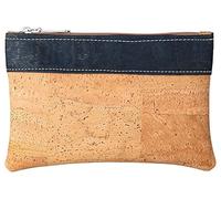 Kleine Kork-Tasche blau beige - Vegan - kleine Pouch - Etui - Geldbeutel - Kosmetiktasche - Portemmonaie - Korkstoff blau beige