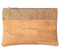 Kleine Kork-Tasche (Hellbraun mit Muster) - kleine Pouch - Etui - großer Geldbeutel - Kosmetiktasche - Portemmonaie mit Snake Print
