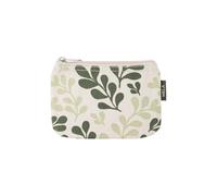 MELA Kosmetiktasche aus Bio-Baumwoll-Canvas 18 x 12 cm, greige/green leaf print