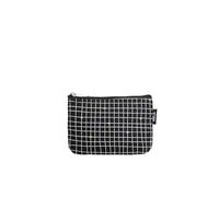 Kleine Kosmetiktasche aus Bio-Baumwolle - Kulturbeutel & Kosmetikbeutel, Make-Up Etui & Federtasche für Damen, Herren & Kinder, kompakt, vegan, mit Muster (Schwarz/Grid Print)