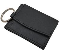 Kleine Kunstleder Geldbörse/Geldbeutel/Münzbörse/Portemonnaie/Geldtasche mit Schlüsselring in Schwarz