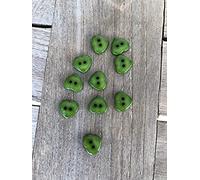 kleine Kunststoff Herz Knöpfe 12mm 2 Loch lila, rot, blau, grün, helllila (10 Stück) (grün)