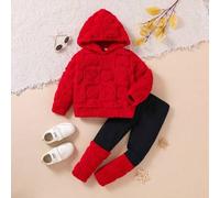 Kleine Mädchen 2-teiliges Outfit aus Farbblock Hoodie mit Herz Muster und Leggings, warm und bequem mit Langarm, super für Lässig, Alltag, Schule und