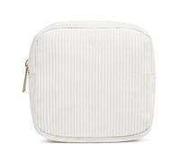 Kleine Make-up-Tasche aus Cord mit Reißverschluss, einfarbig, Reise-Kulturbeutel, Kosmetik-Organizer, Tasche für verschiedene Anlässe, Kopfhörer-Aufbewahrungstasche, weiß, Mass Beauty