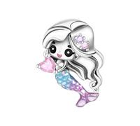 Kleine Meerjungfrau Perle Charme, Charme für Armband, kompatibel mit Pandora Armband Halskette