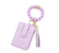 Kleine Münzgeldbörse mit Reißverschluss, Handgelenk-Geldbörsen für Frauen, niedliche Silikon-Perlenquaste, Kreditkartenhalter, Geldbörse, minimalistische Geldbörse mit Schlüsselanhänger, kompakte