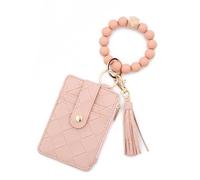 Kleine Münzgeldbörse mit Reißverschluss, Handgelenk-Geldbörsen für Frauen, niedliche Silikon-Perlenquaste, Kreditkartenhalter, Geldbörse, minimalistische Geldbörse mit Schlüsselanhänger, kompakte