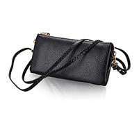 Kleine Rechteckige Mehrzweck Damen Umhängetasche, leichte und kompakte Handytasche aus genarbtem Rindsleder, einfache und klassische Frauen Clutch mit separaten Fächern und verstellbarem Schultergurt