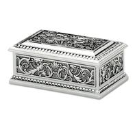 kleine rechteckige verzierte versilberte Schmuckdose 11 cm