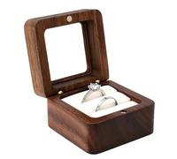 Kleine Ringschatulle Holz Ring Box Vintage Ringbox Holz Ringschachtel Walnuss Holz Ring Box Schmuckkästen Schmuckbox Schmukkiste Schmuckkoffer für Vorschlag Verlobung Hochzeitszeremonie