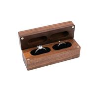 Kleine Ringschatulle Holz Ring Box Vintage Ringbox Ringschachtel 2 Schlitz Walnuss Holz Ring Box Schmuckkästen Schmuckbox Schmukkiste Schmuckkoffer für Vorschlag Verlobung Hochzeitszeremonie