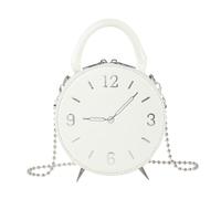 Kleine runde Damentasche mit Kettenriemen, Umhängetasche, einfache Kuriertasche, Uhrform, Umhängetasche, modische Handtasche und Geldbörse, weiß