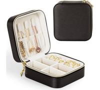 Kleine Schmuckkästchen für Damen Tragbare Reise Schmuckbox Schwarz