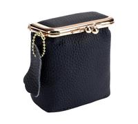 Kleine Schmuckschatulle aus Leder, Vintage-Münzgeldbörse mit sicherem Verschluss, für Ohrringe, Halsketten, Organizer, geeignet für modische Frauen, tragbarer Kosmetik-Organizer, Schwarz